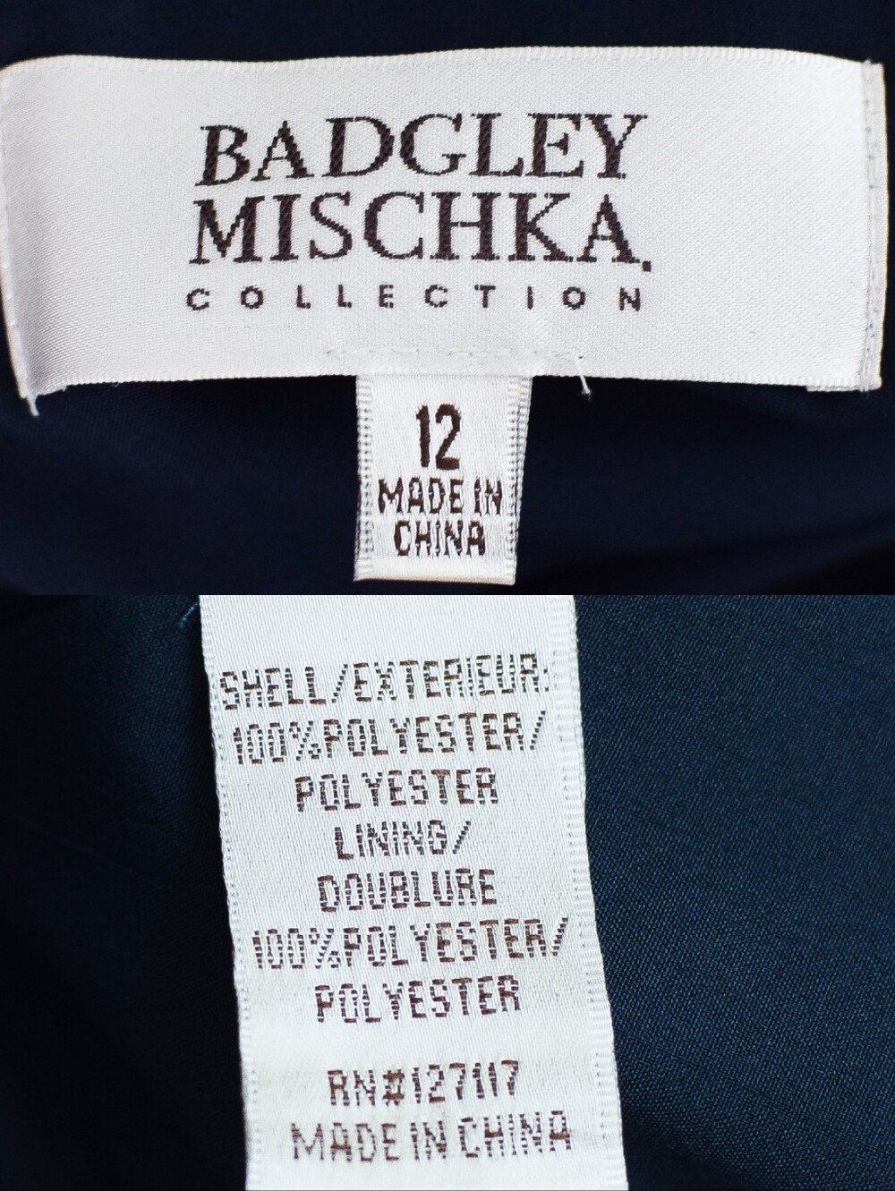 Badgley Mischka Beaded Cut Out Evening Gown Floor Length Blue Formal Size 12 - Picture 12 of 16